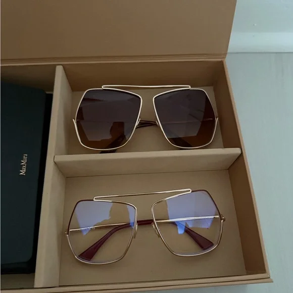 MaxMara Black Sunglasses with Beige Case MaxMara | Accessories | Maxmara Black Sunglasses With Case  main image 4